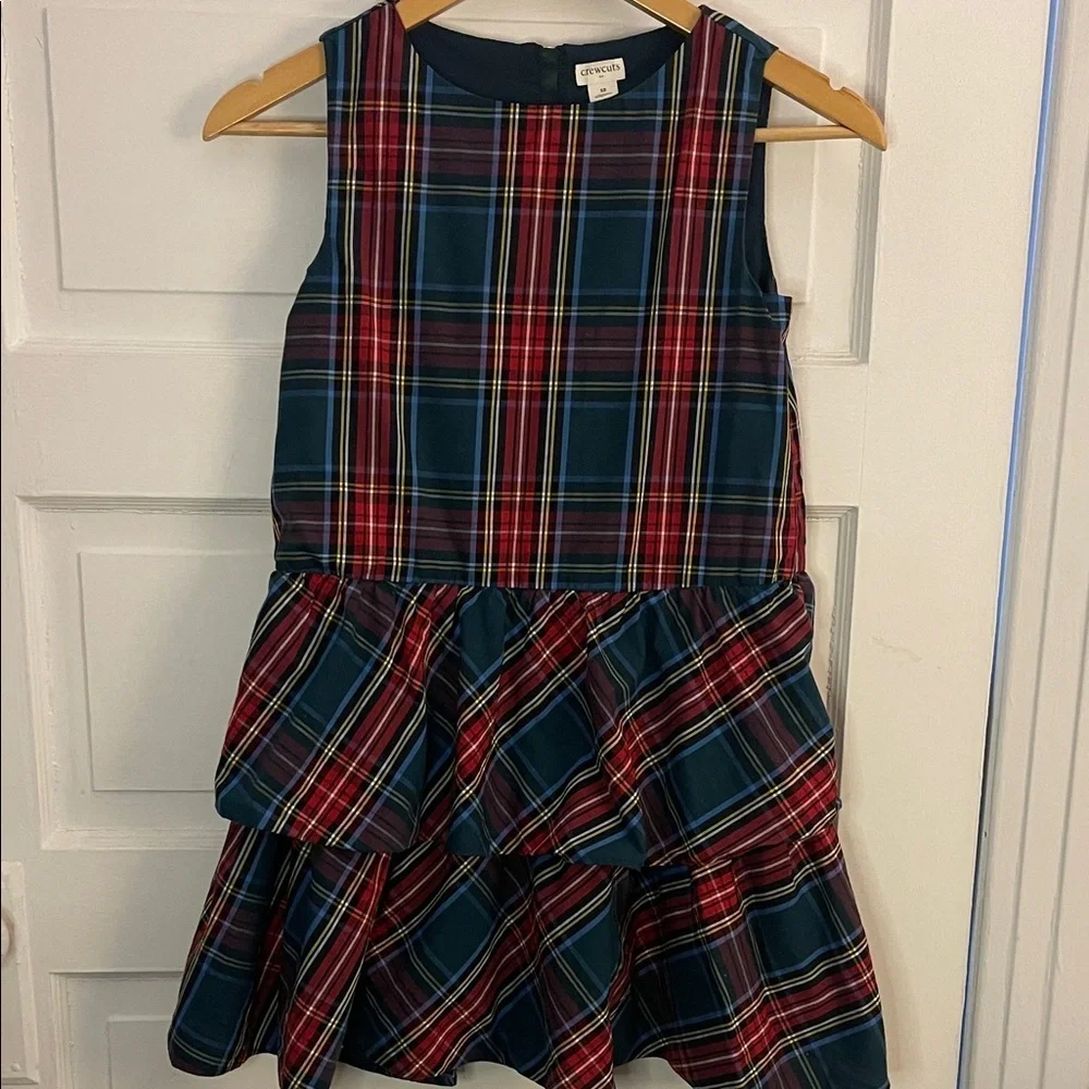J. Crew Crewcuts Girls' Green Tartan Tiered Dress Sz 10 EXCELLENT Condition